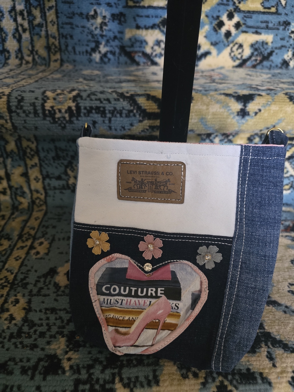 Levi's Denim and White Crossbody with Pink and Yellow Accents